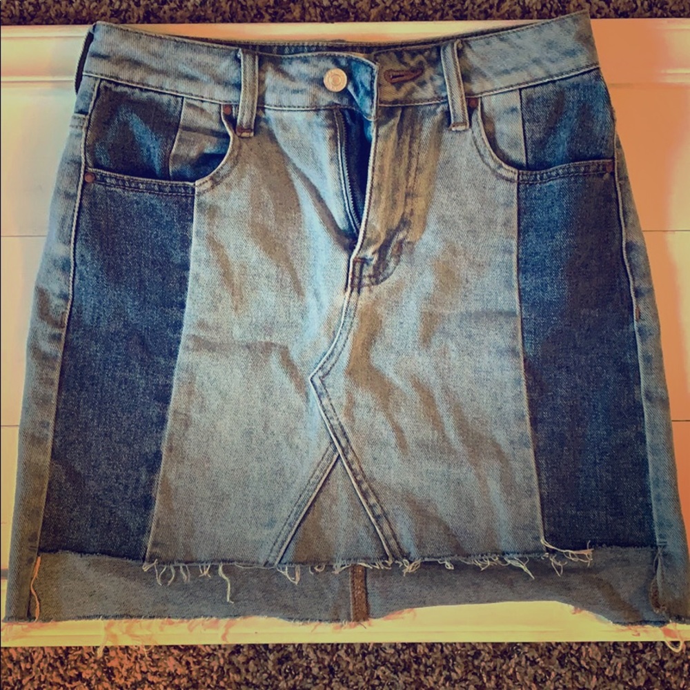 Pacsun two tone denim mini skirt